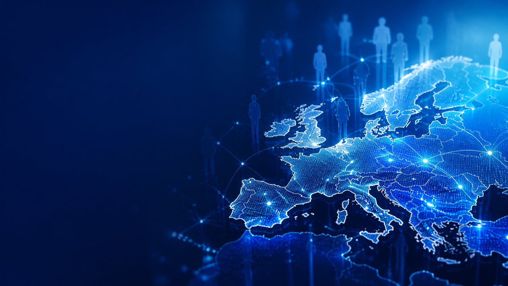 Connected map of Europe representing Microsoft campaign reach