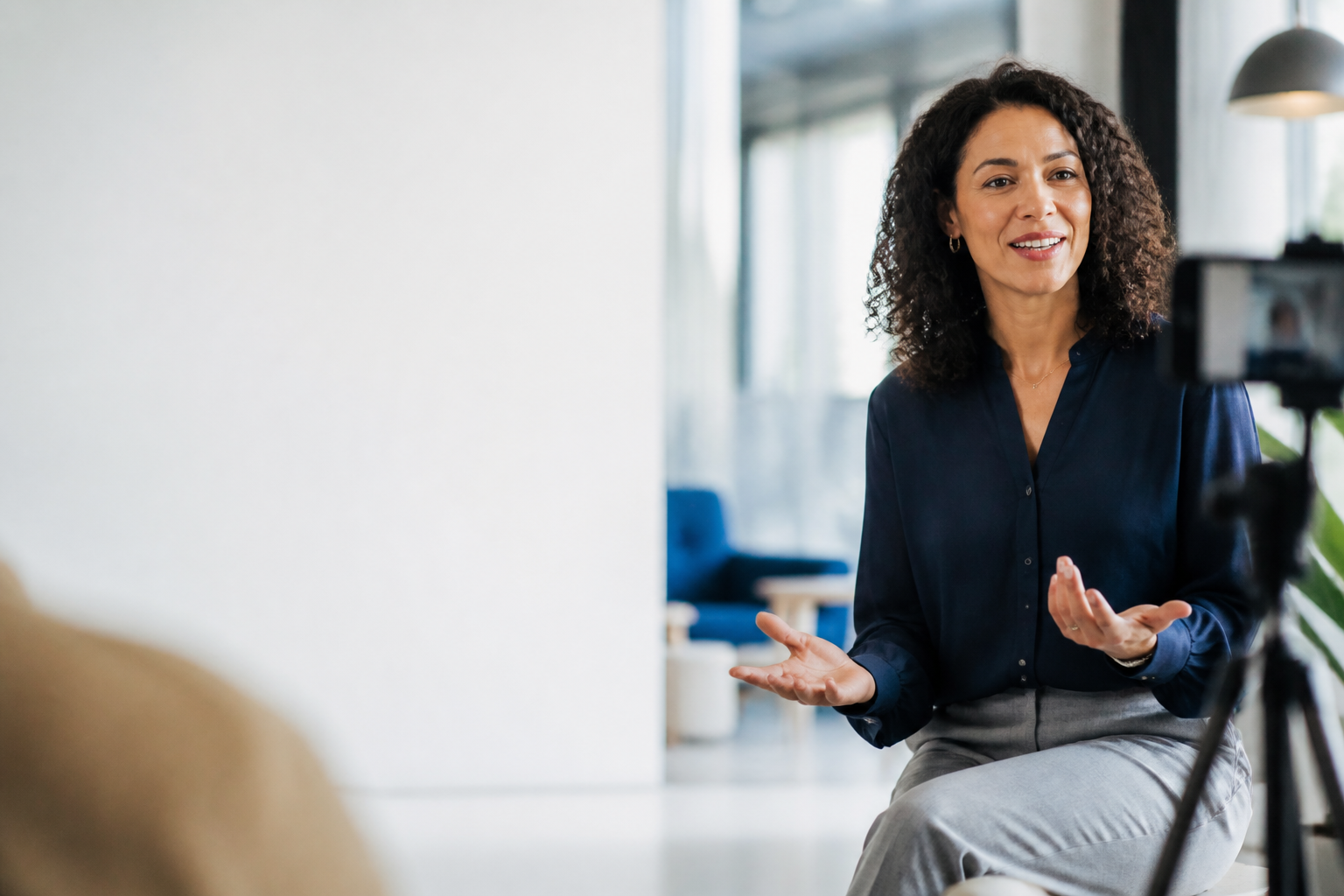 Executive presenting during a video campaign